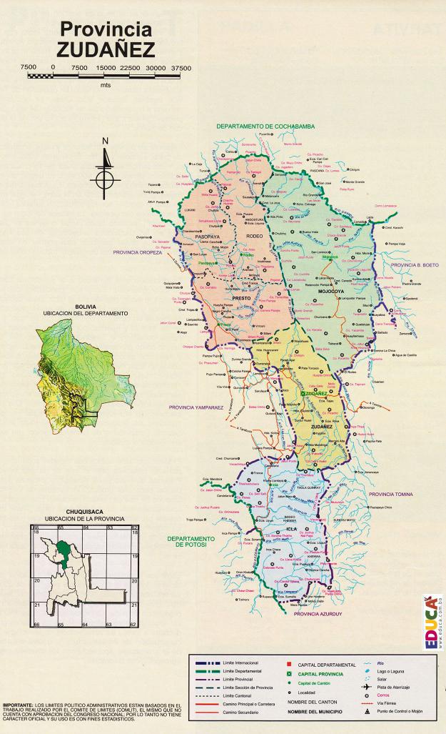Mapa Provincia Zudañez Chuquisaca