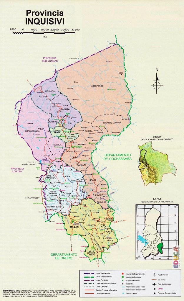 Mapa Provincia Inquisivi - La Paz Bolivia