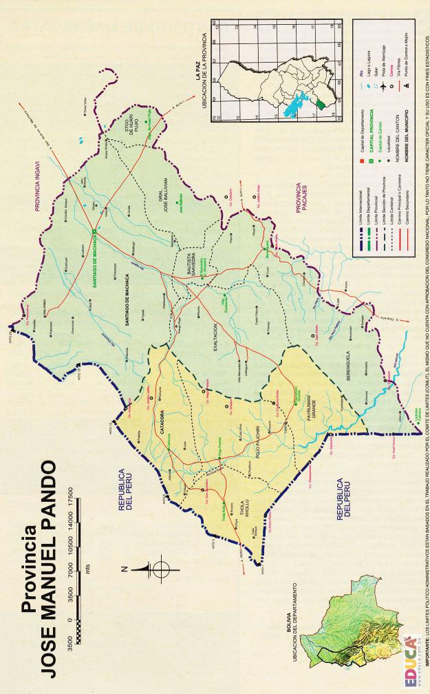 Mapa Provincia General José Manuel Pando - La Paz Bolivia