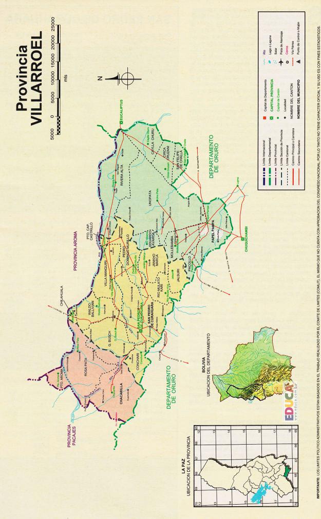 Mapa Provincia Gualberto Villarroel - La Paz Bolivia