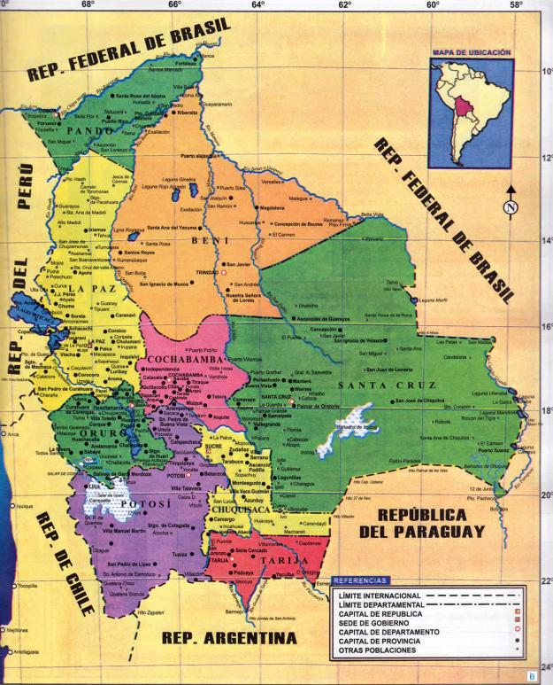 Mapa Político de Bolivia - Mapas de Bolivia