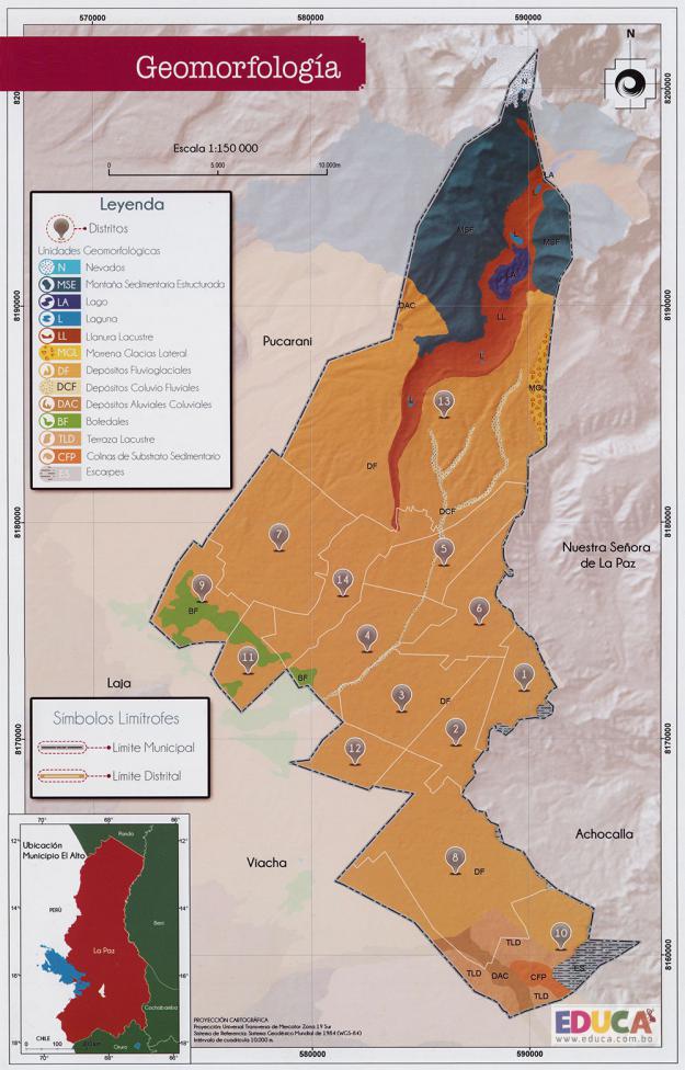 Mapa Geomorfología - Municipio de El Alto - La Paz, Bolivia