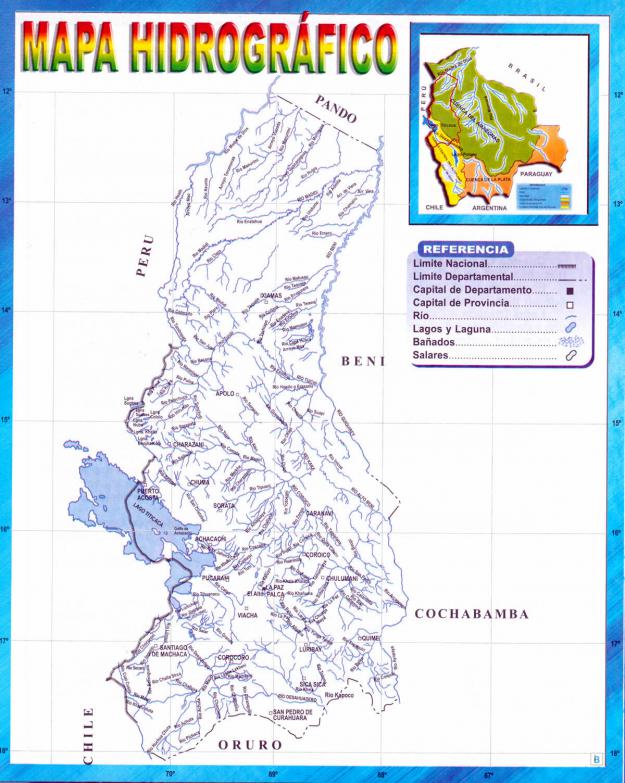 Mapa hidrográfico del Departamento de La Paz - Mapas de Bolivia
