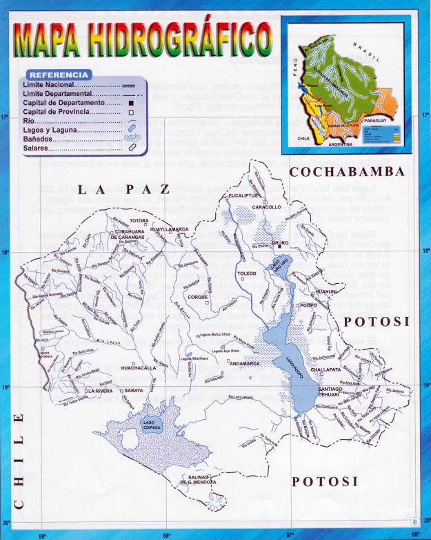 Mapa hidrográfico del Departamento de Oruro - Mapas de Bolivia