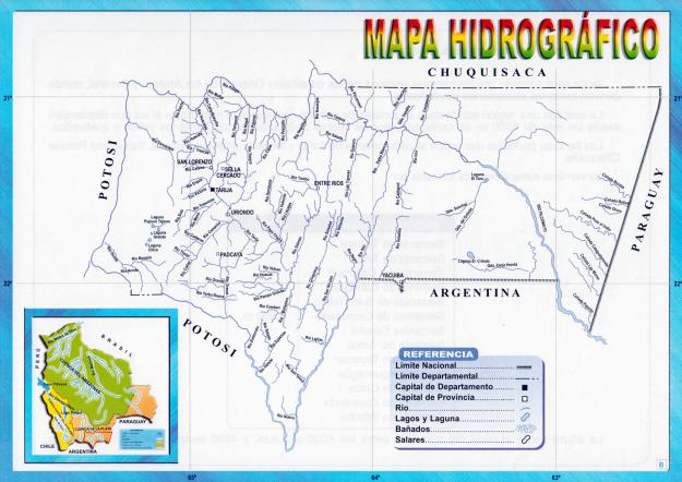 Mapa hidrográfico del Departamento de Tarija - Mapas de Bolivia