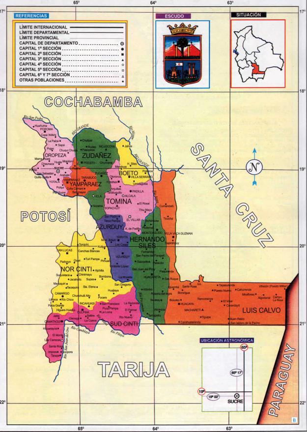 Mapa Político Departamento de Chuquisaca Bolivia - Mapas de Bolivia