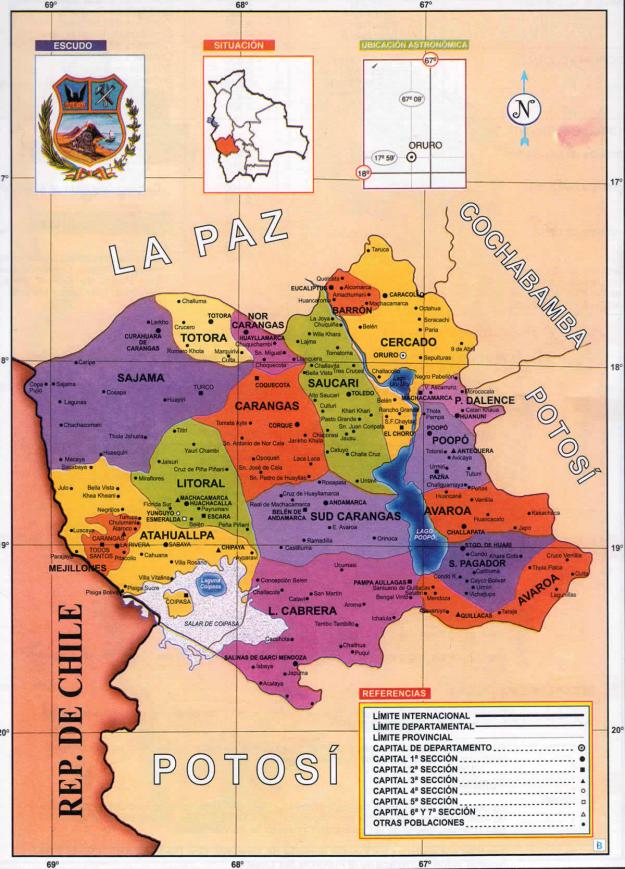 Mapa Político del Departamento de Oruro - Mapas de Bolivia