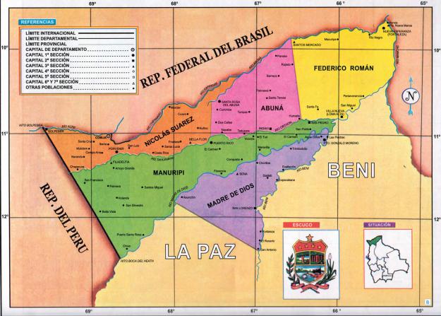 Mapa Político del Departamento de Pando - Mapas de Bolivia