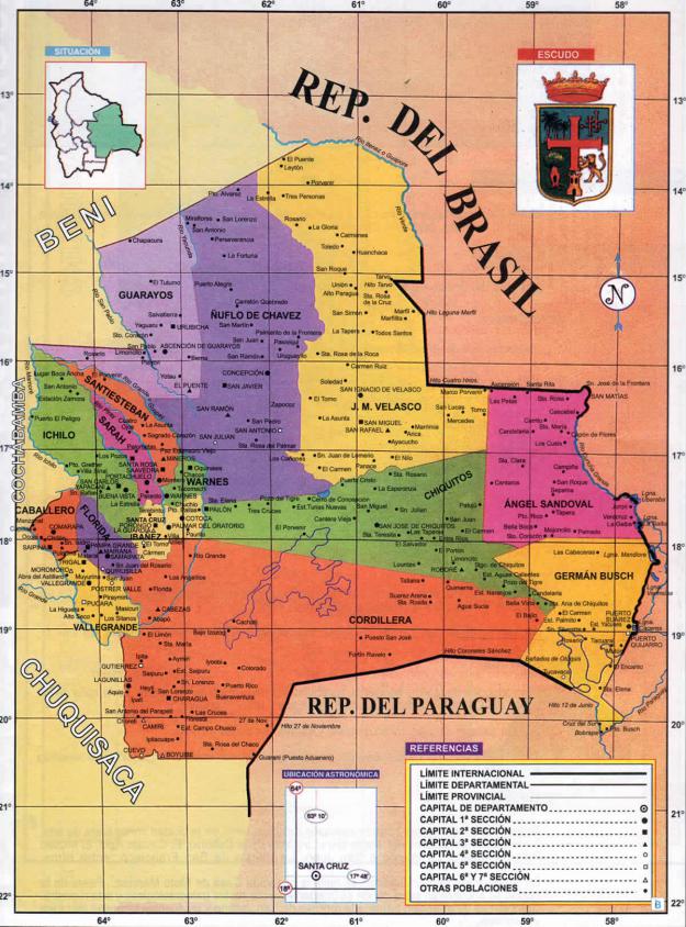 Mapa Político del Departamento de Santa Cruz - Mapas de Bolivia