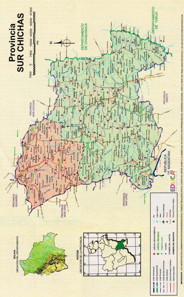 Mapa Provincia Sur Chichas - Potosí Bolivia