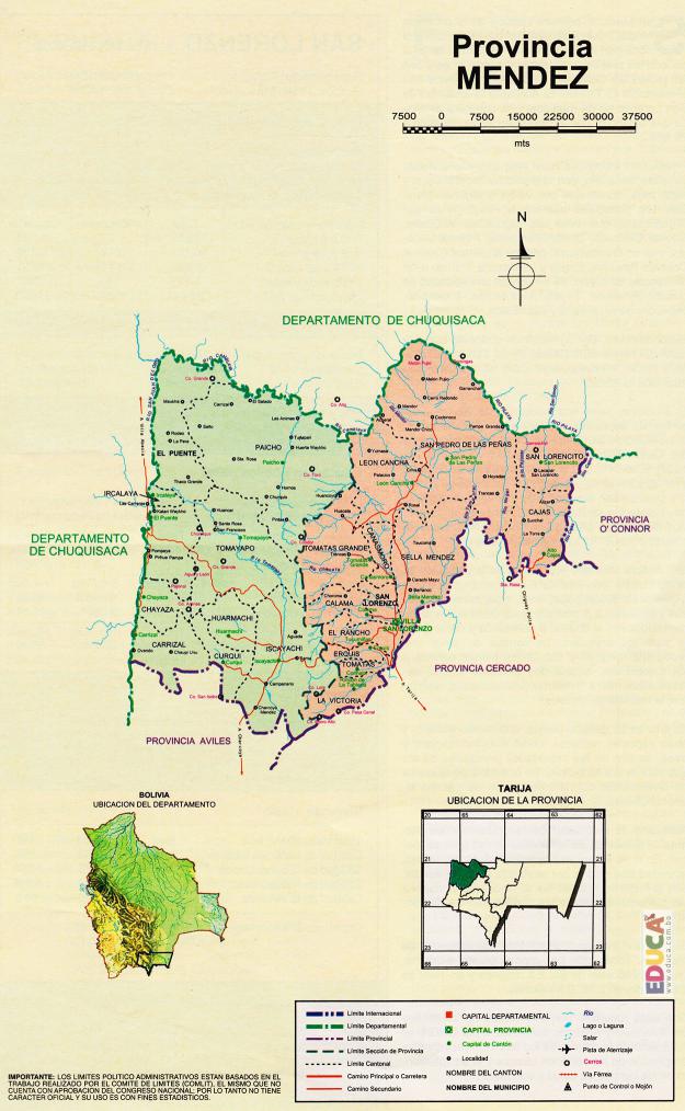 Mapa Provincia Eustaquio Méndez - Tarija Bolivia