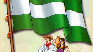 bandera y vestimenta típica de santa cruz